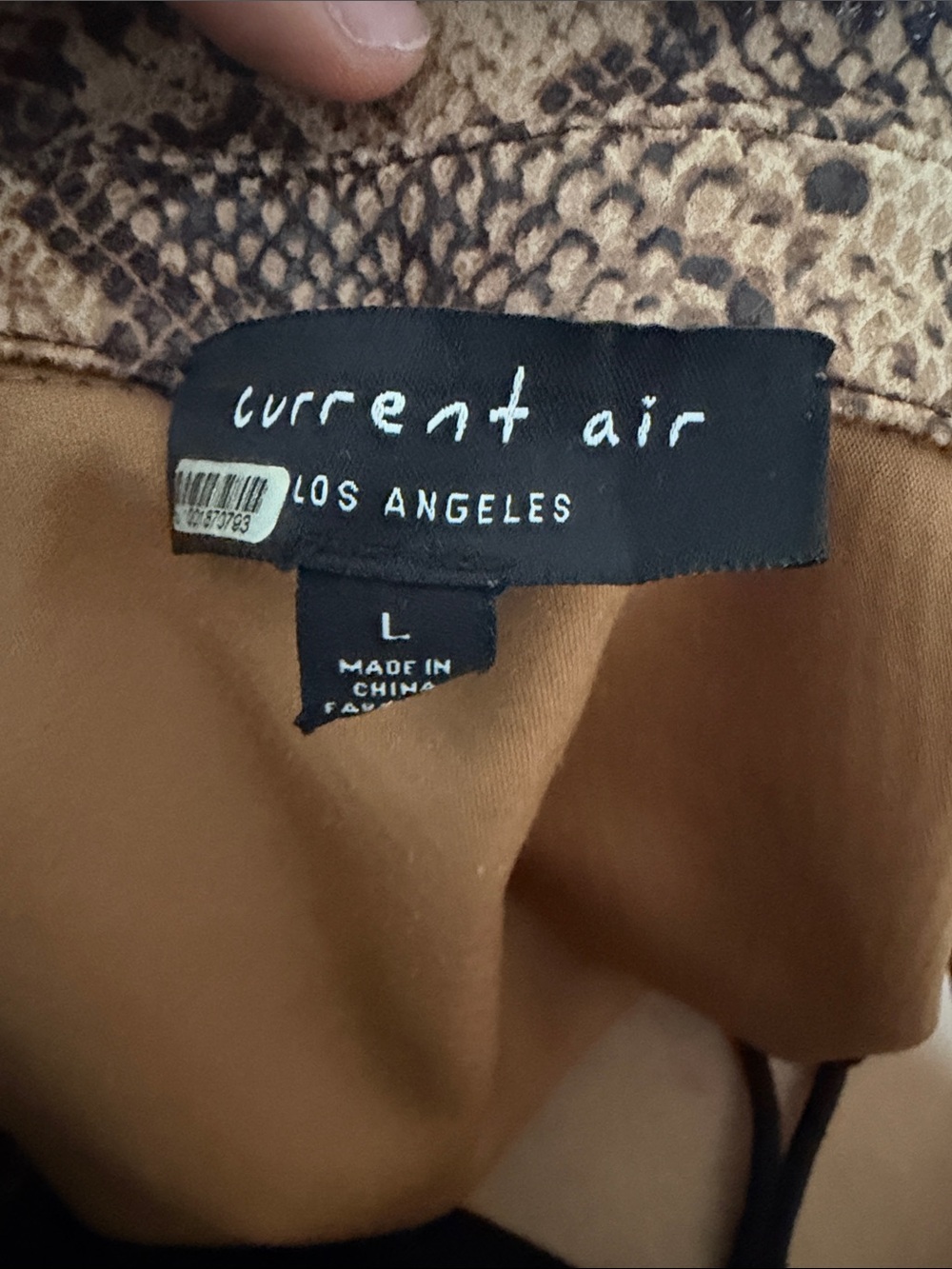 Current Air Los Angeles Tan and Brown Snake-Print Blouse
